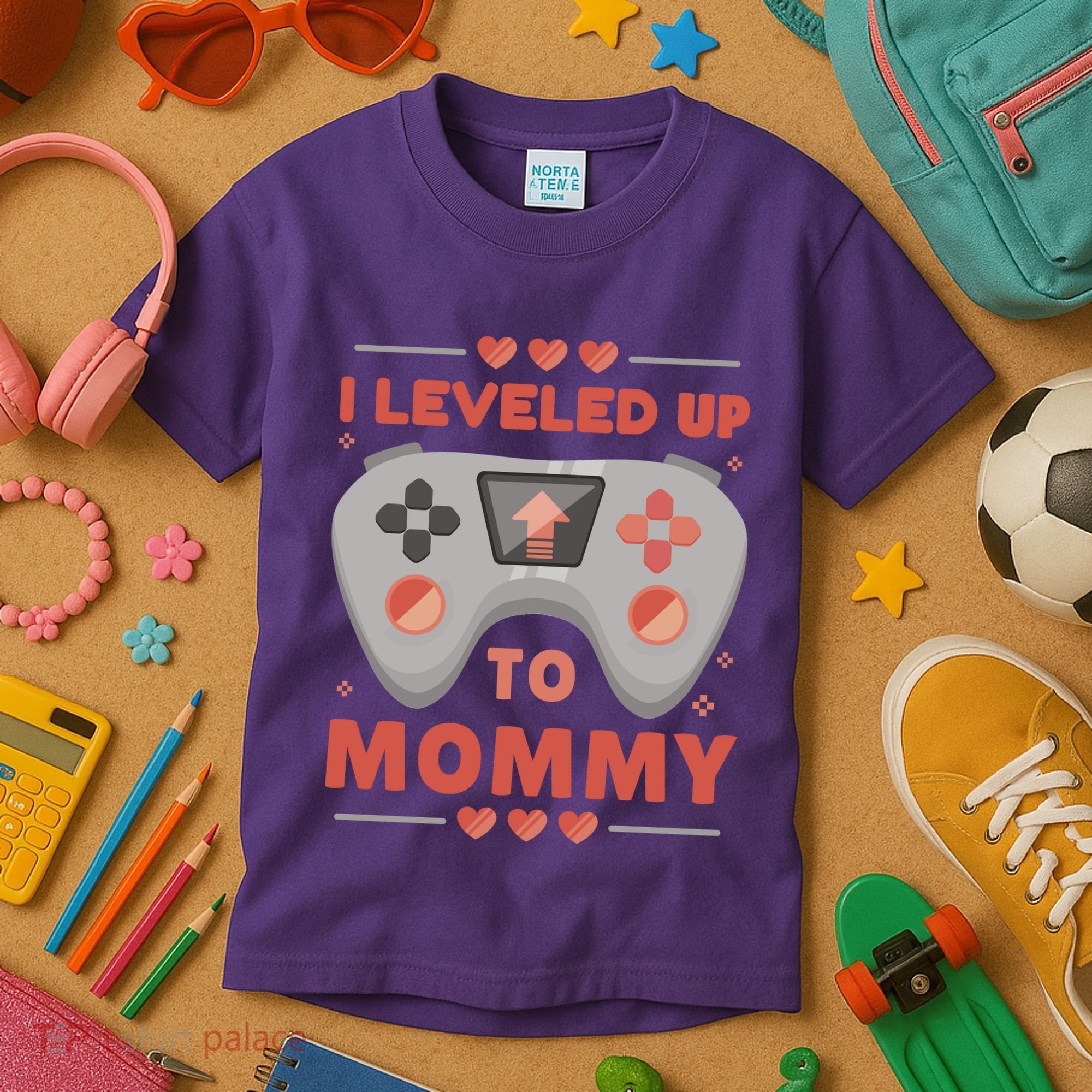 I Leveled Up To Mommy Gamer Kids T-Shirt