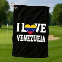 I Love Venezuela Flag Patriotic Throwback Souvenir Funny Gift Golf Towel thumb 1