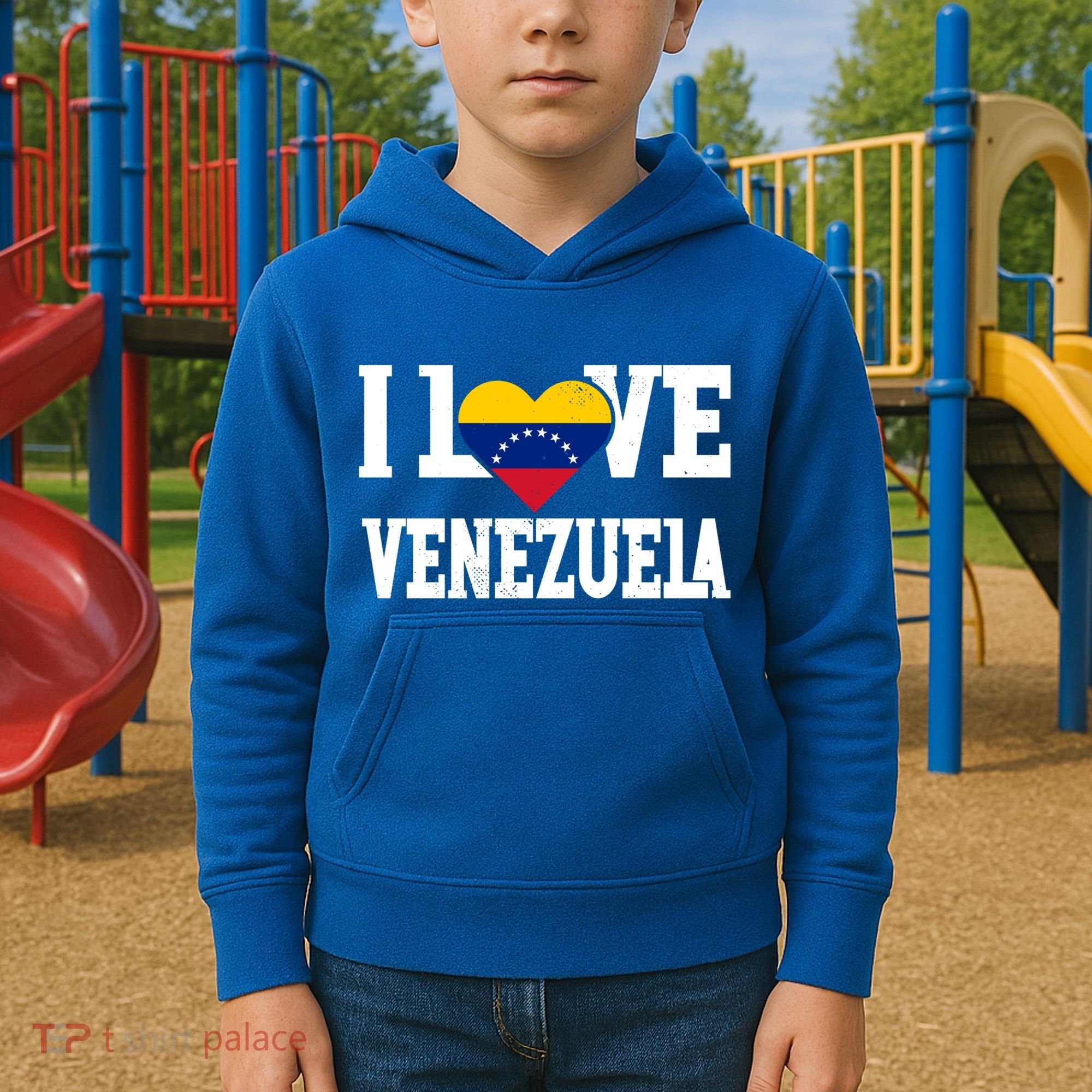 I Love Venezuela Flag Patriotic Throwback Souvenir Funny Gift Kids Hoodie
