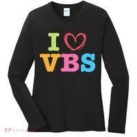 I Love Vbs I Heart Vacation Bible School Crew Bible Study Women's Long Sleeve Shirt thumb 0
