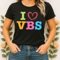 I Love Vbs I Heart Vacation Bible School Crew Bible Study Women's T-Shirt thumb 2