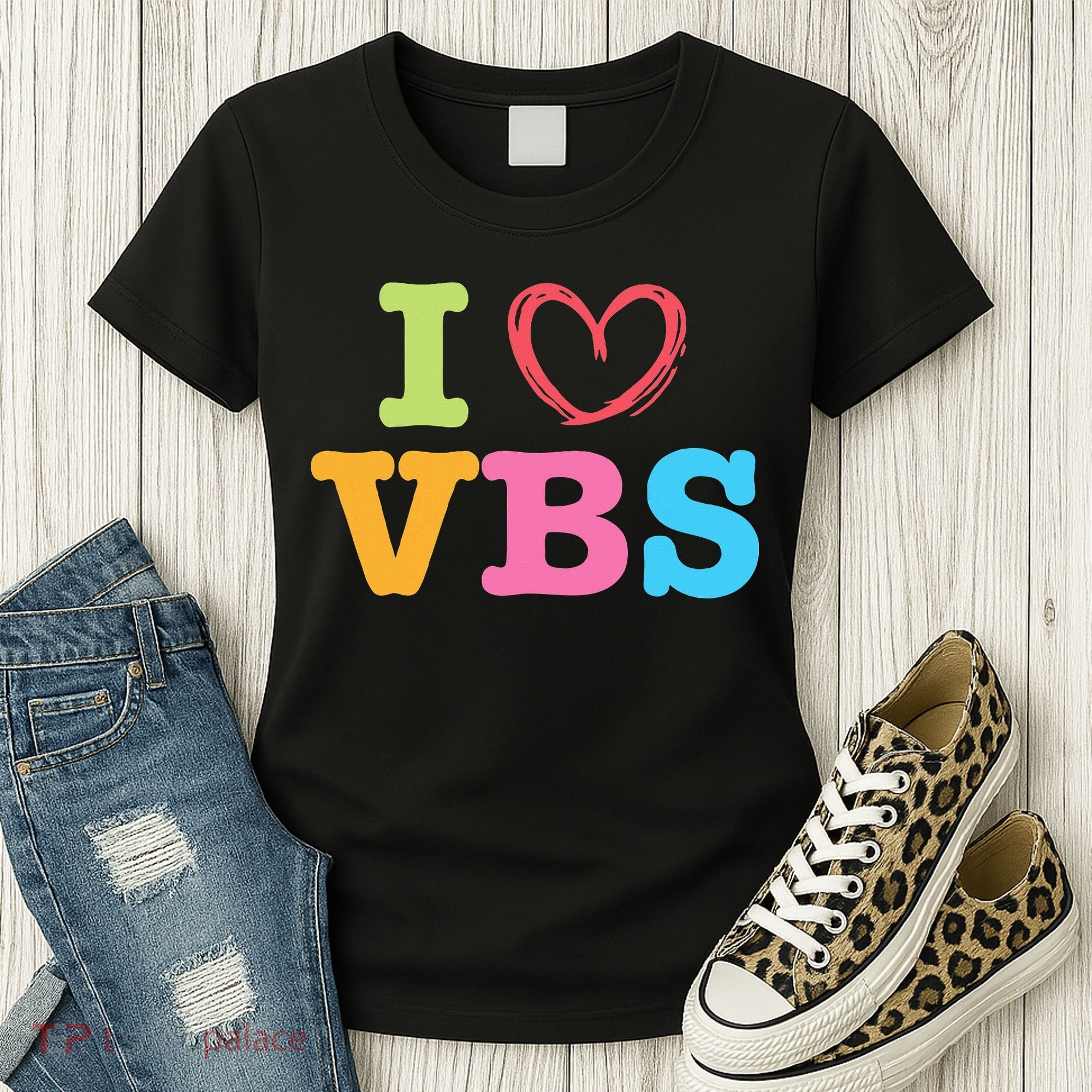 I Love Vbs I Heart Vacation Bible School Crew Bible Study Women's T-Shirt