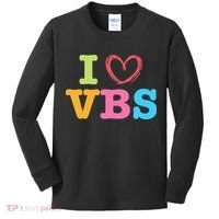 I Love Vbs I Heart Vacation Bible School Crew Bible Study Kids Long Sleeve Shirt thumb 0