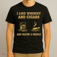 I Like Whiskey And Cigars And Maybe 3 People Vintage Cigars T-Shirt thumb 3