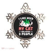 I Like Weed My Cat Maybe 3 People 420 Cannabis Stoner Gift Ornament thumb 0
