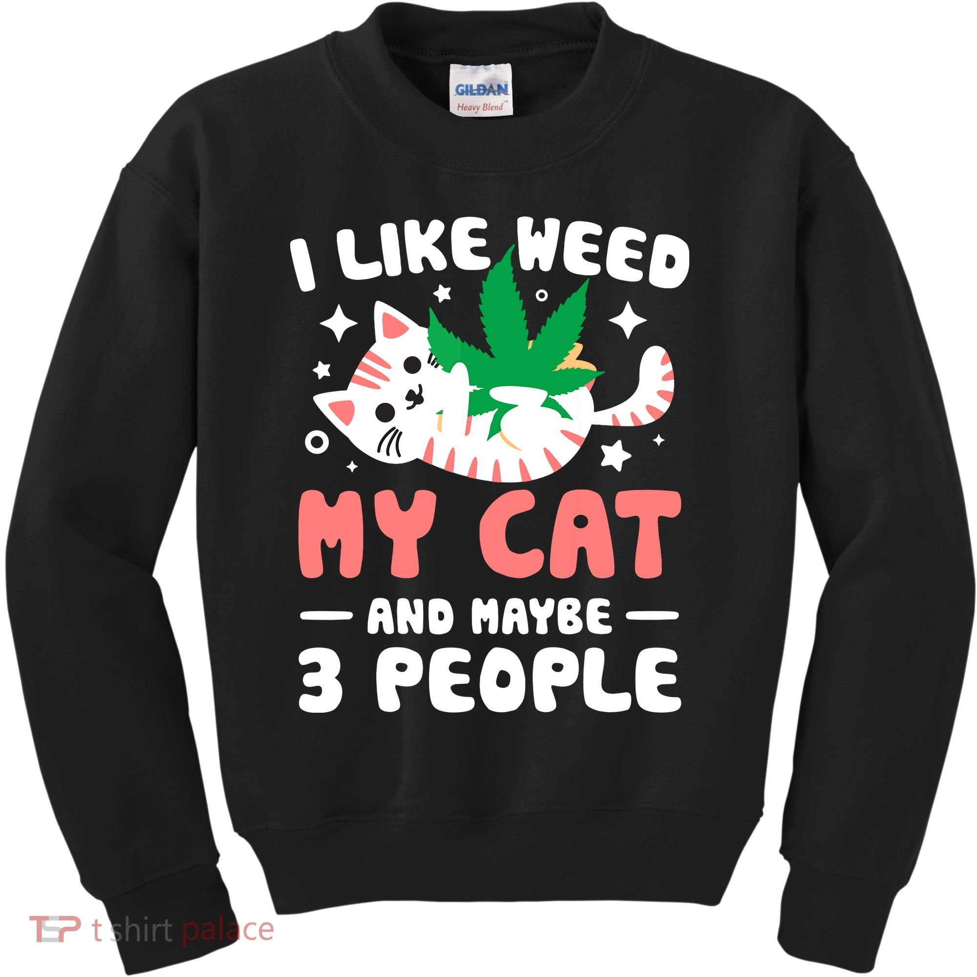 I Like Weed My Cat Maybe 3 People 420 Cannabis Stoner Gift Kids Sweatshirt