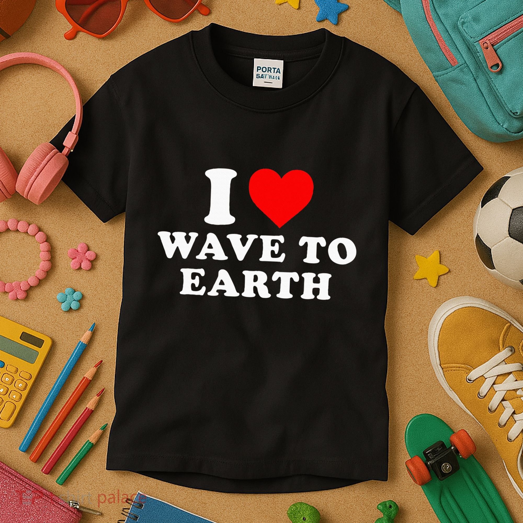 I Love Wave To Earth Funny I Heart Wave To Earth Kids T-Shirt