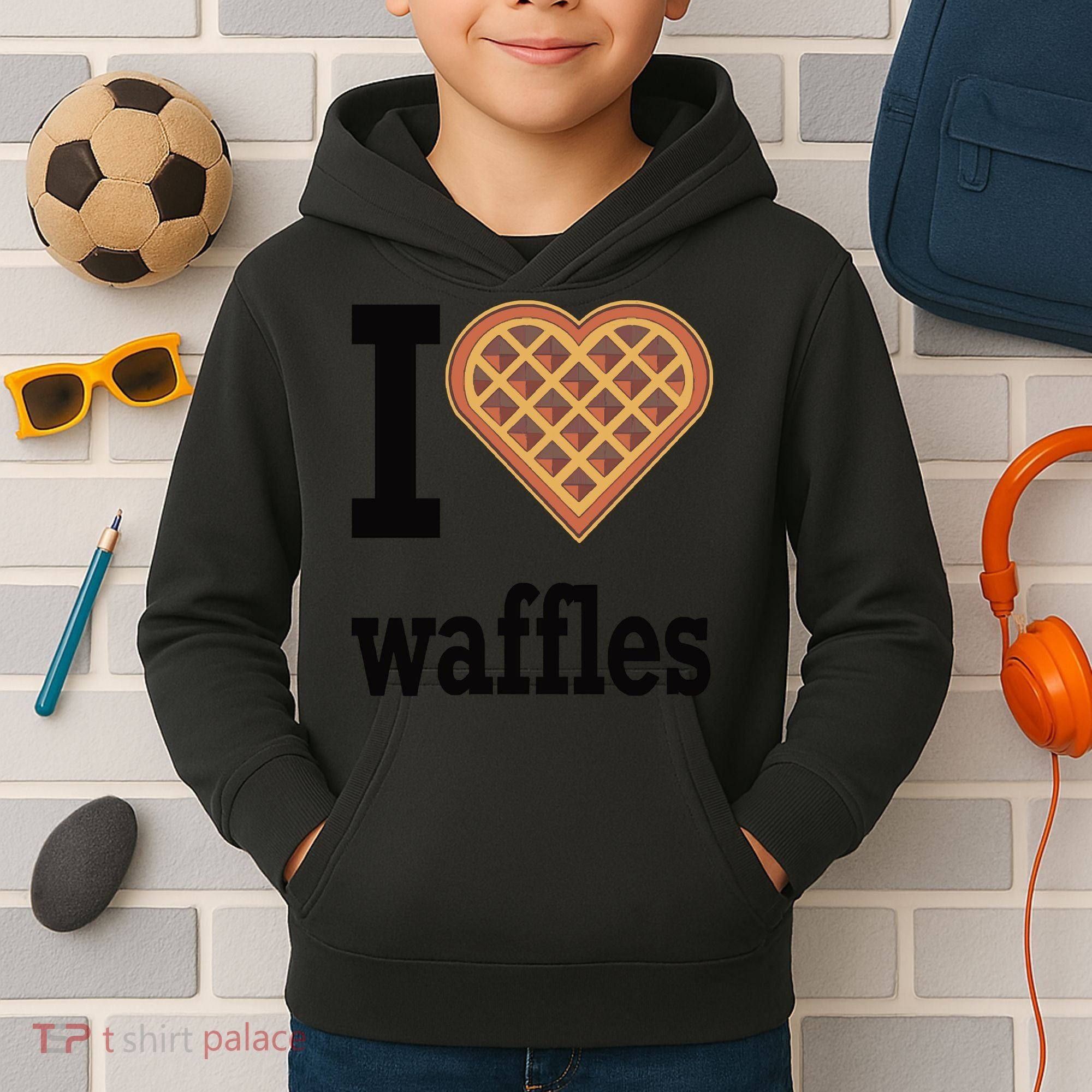 I Love Waffles Kids Hoodie