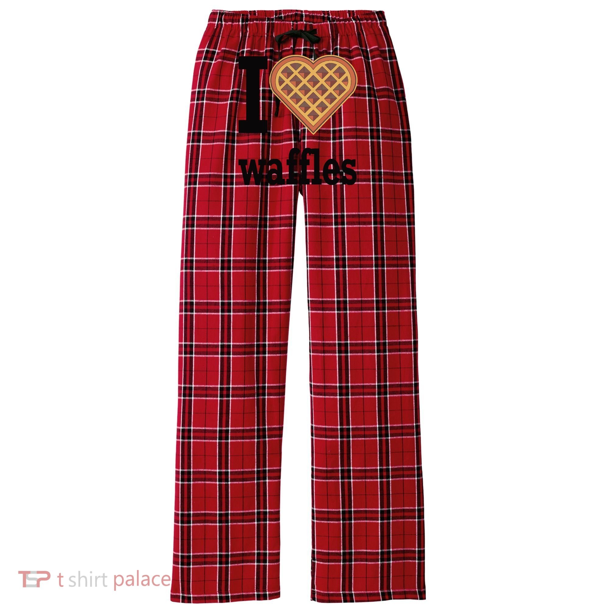 I Love Waffles Women's Flannel Plaid Pajama Pants