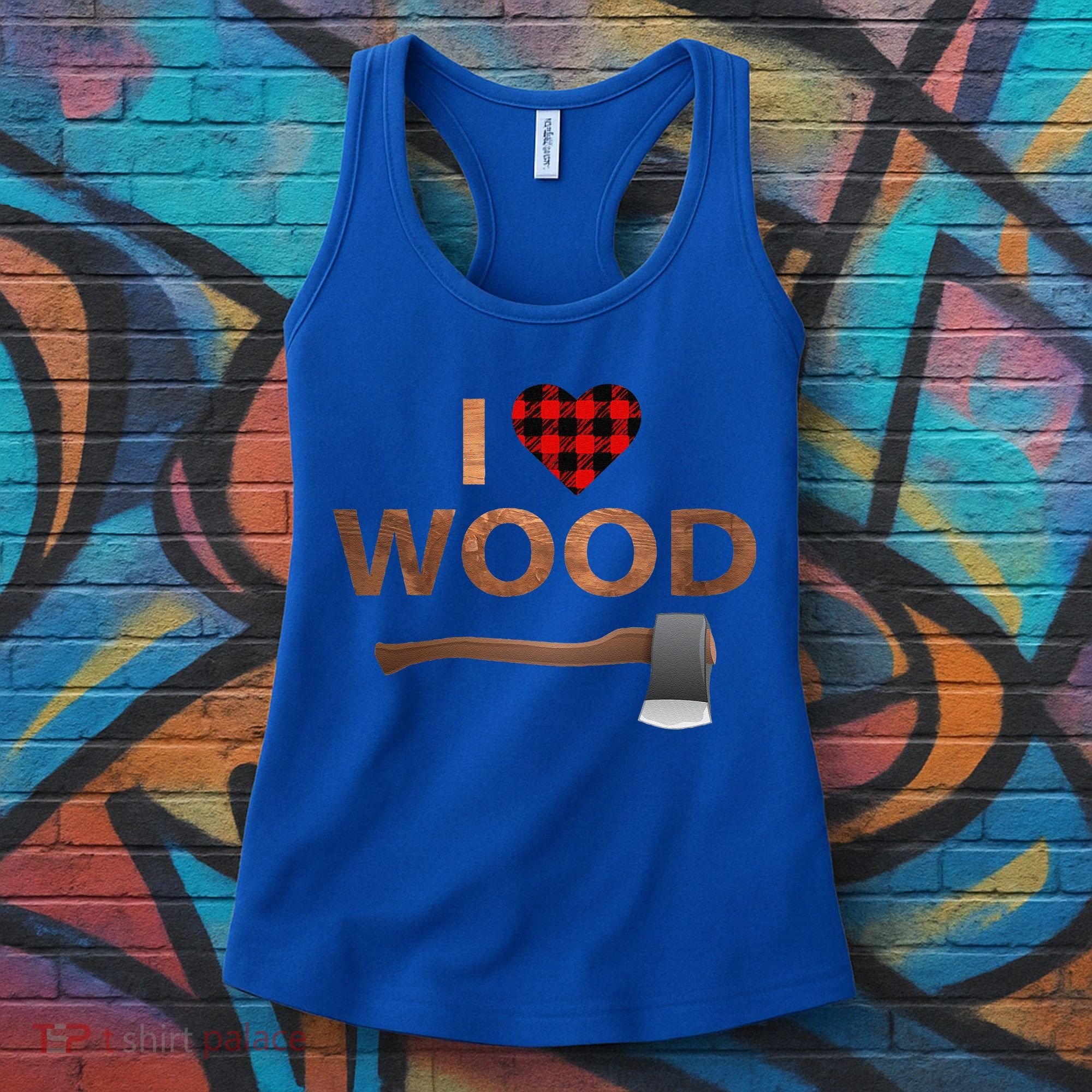 I Love Wood Lumberjack Heart Halloween Party Gift Women's Tank Top