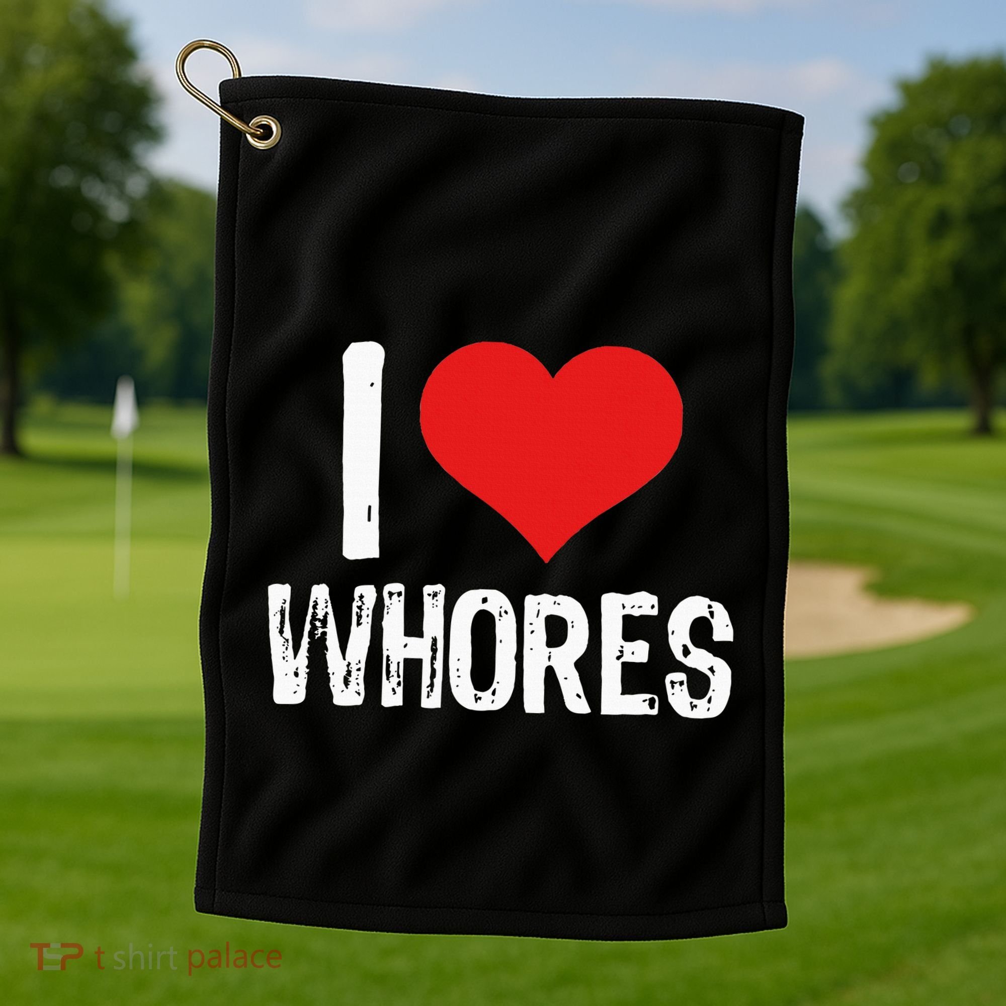 I Love Whores Golf Towel