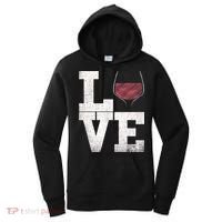 I Love Wine Red Wine Glass Heart Meaningful Gift Wine Er Distressed Funny Gift Women's Hoodie thumb 0