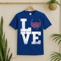 I Love Wine Red Wine Glass Heart Meaningful Gift Wine Er Distressed Funny Gift T-Shirt thumb 2