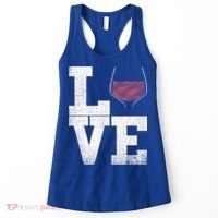I Love Wine Red Wine Glass Heart Meaningful Gift Wine Er Distressed Funny Gift Women's Tank Top thumb 0