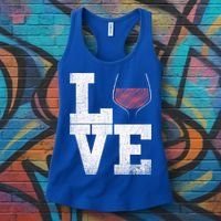 I Love Wine Red Wine Glass Heart Meaningful Gift Wine Er Distressed Funny Gift Women's Tank Top thumb 3