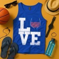 I Love Wine Red Wine Glass Heart Meaningful Gift Wine Er Distressed Funny Gift Tank Top thumb 4
