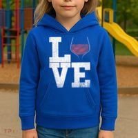 I Love Wine Red Wine Glass Heart Meaningful Gift Wine Er Distressed Funny Gift Kids Hoodie thumb 3