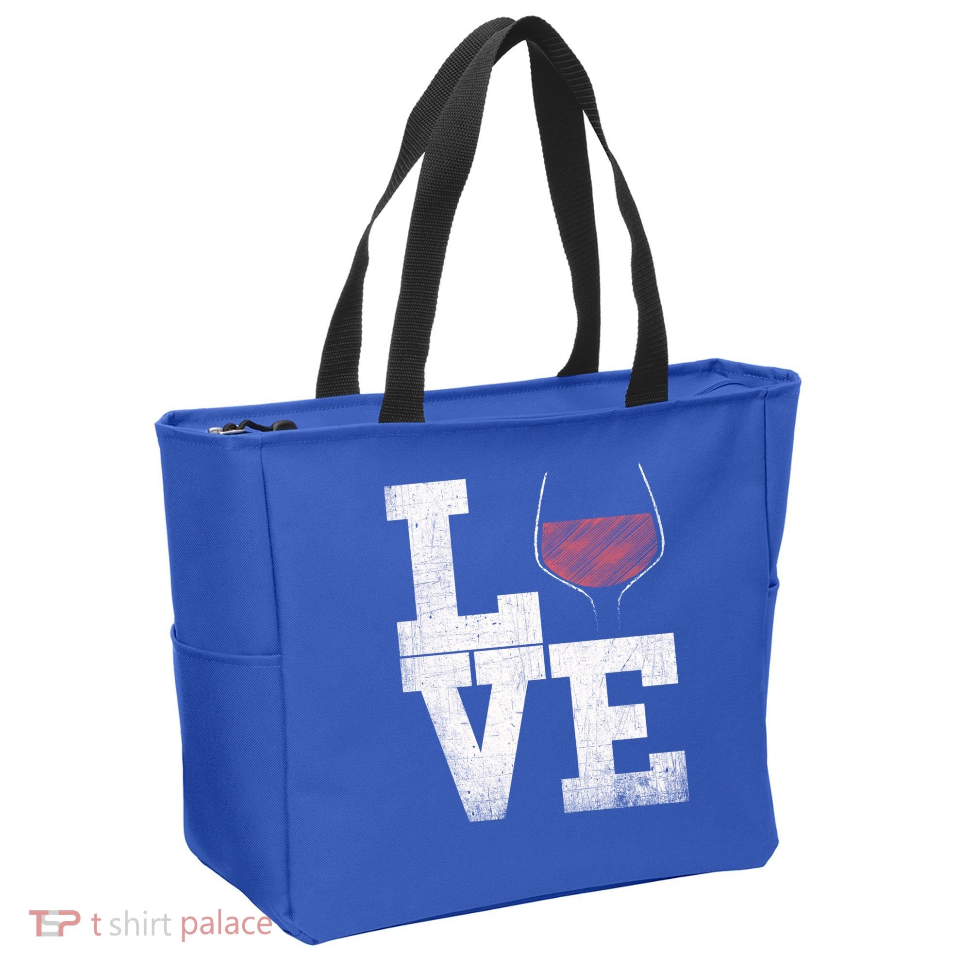I Love Wine Red Wine Glass Heart Meaningful Gift Wine Er Distressed Funny Gift Tote Bag