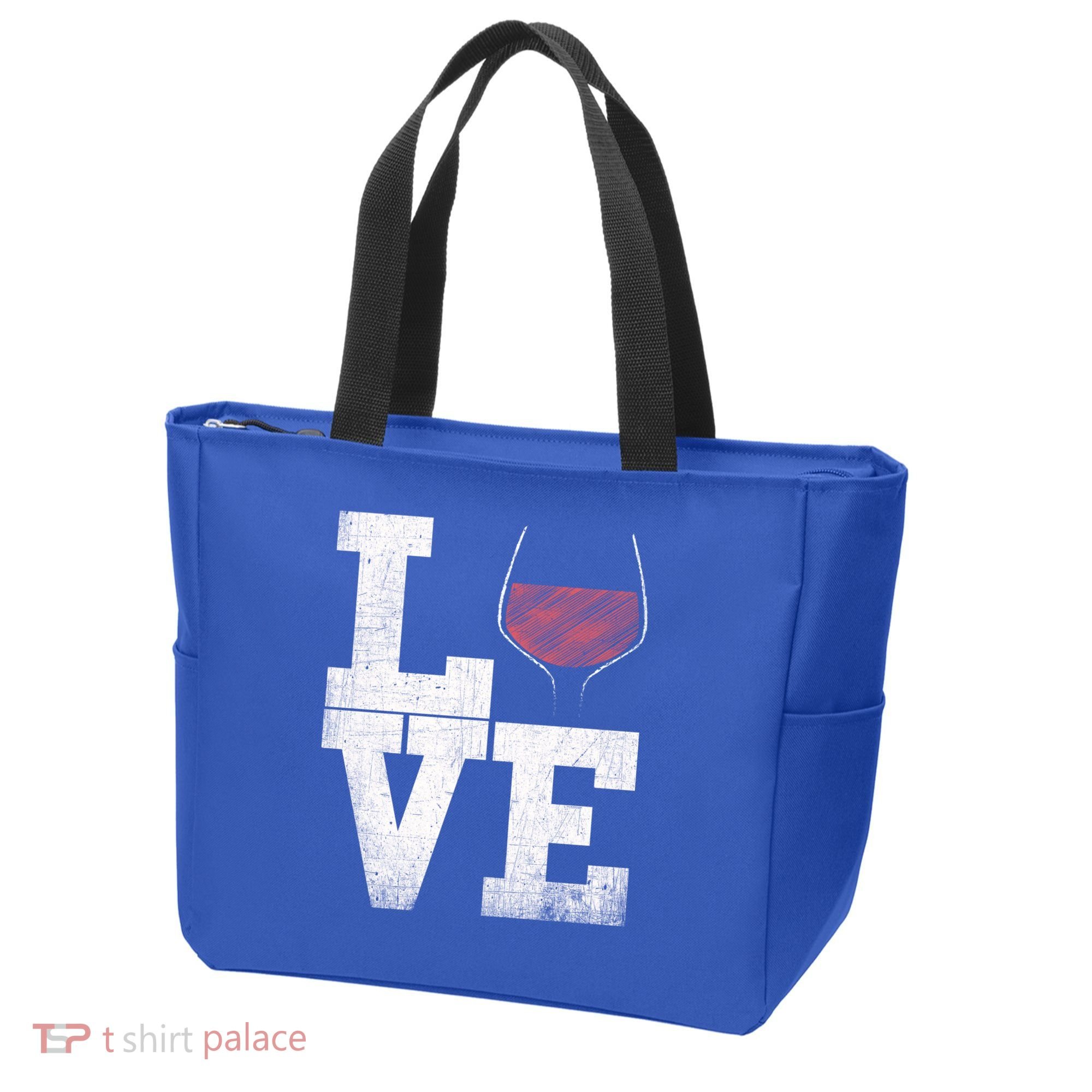 I Love Wine Red Wine Glass Heart Meaningful Gift Wine Er Distressed Funny Gift Tote Bag