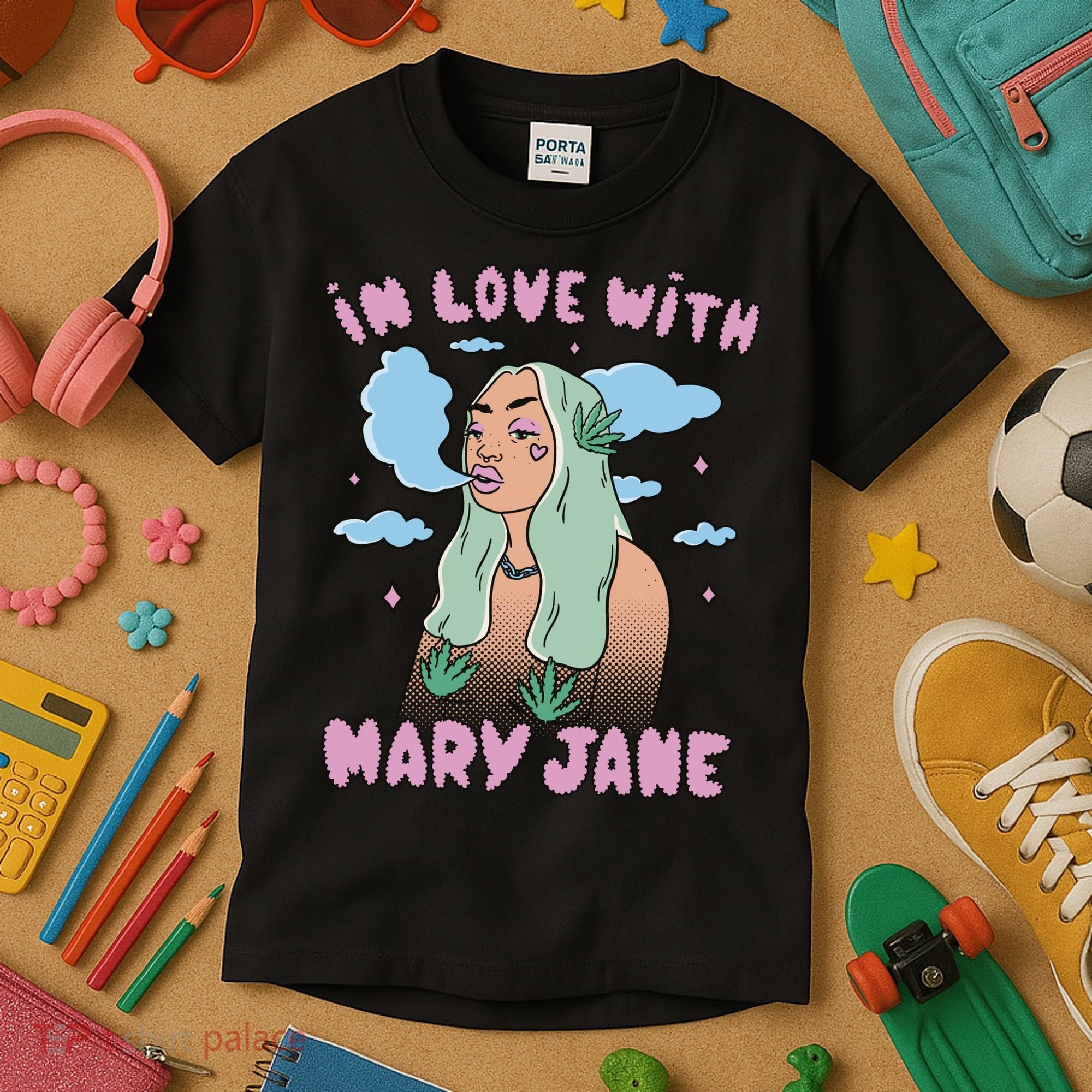 In Love With Mary Jane Female Marijuana Kids T-Shirt