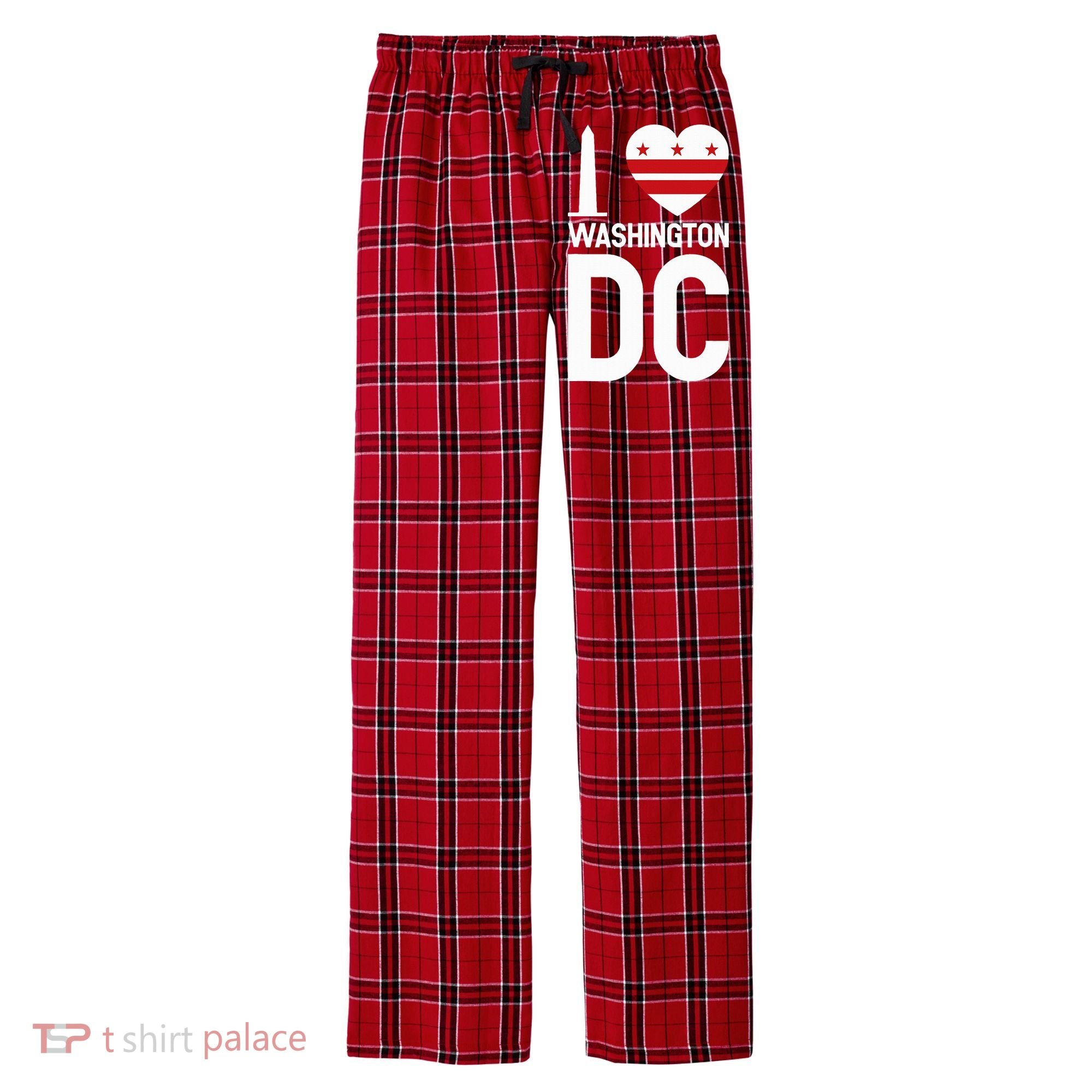 I Love Washington Dc Men's Flannel Plaid Pajama Pants