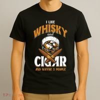I Like Whisky And Cigars Cigars Smoker Alcohol Drinker T-Shirt thumb 3