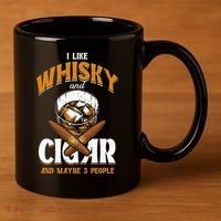 I Like Whisky And Cigars Cigars Smoker Alcohol Drinker 11oz C Handle Ceramic Mug thumb 3