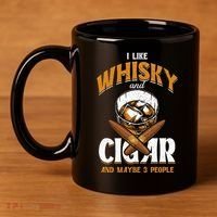 I Like Whisky And Cigars Cigars Smoker Alcohol Drinker 11oz C Handle Ceramic Mug thumb 4