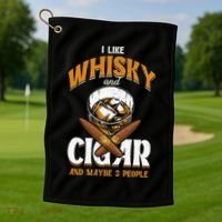 I Like Whisky And Cigars Cigars Smoker Alcohol Drinker Golf Towel thumb 1