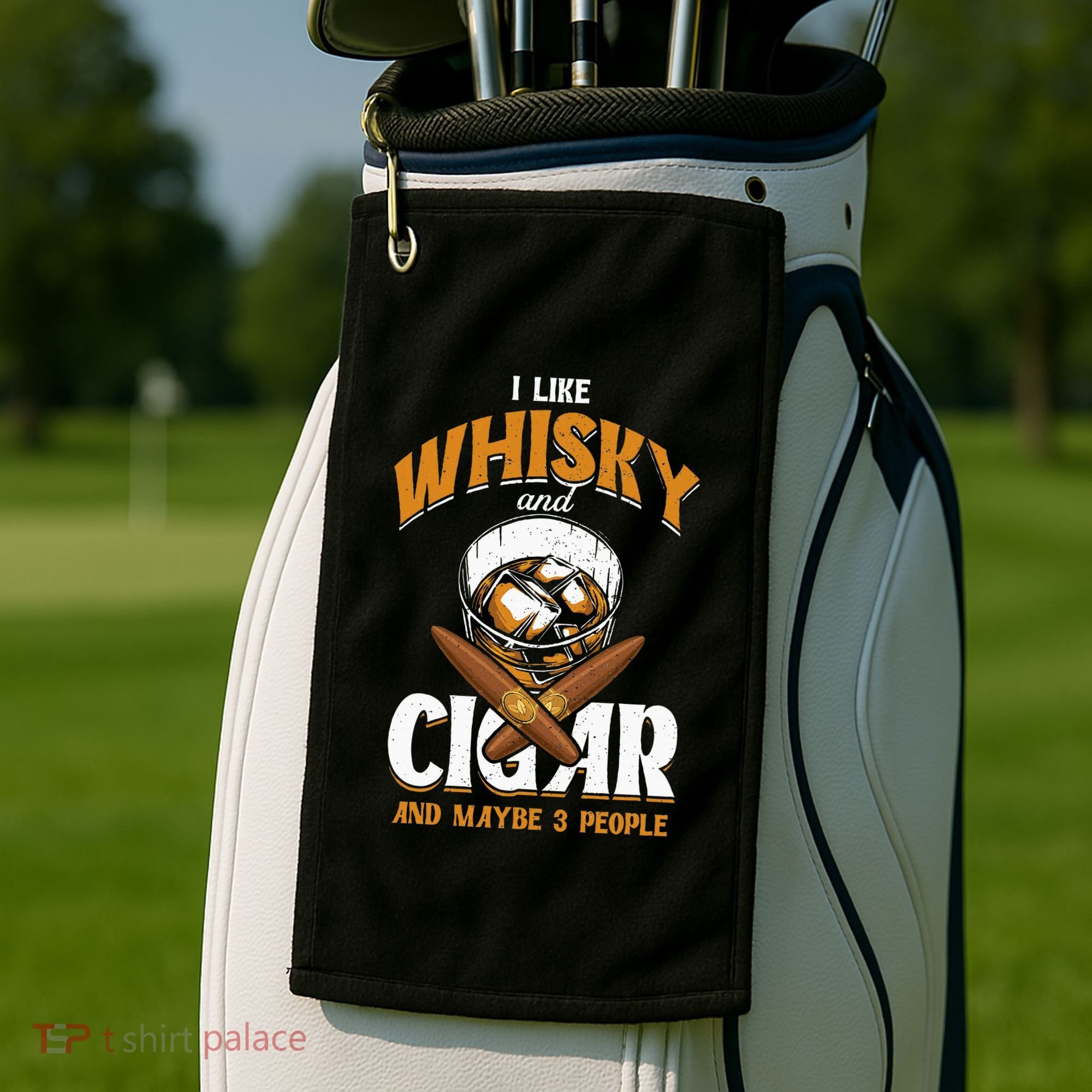 I Like Whisky And Cigars Cigars Smoker Alcohol Drinker Golf Towel