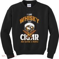 I Like Whisky And Cigars Cigars Smoker Alcohol Drinker Kids Sweatshirt thumb 0
