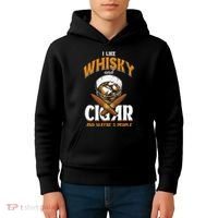 I Like Whisky And Cigars Cigars Smoker Alcohol Drinker Kids Hoodie thumb 4