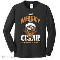 I Like Whisky And Cigars Cigars Smoker Alcohol Drinker Kids Long Sleeve Shirt thumb 0