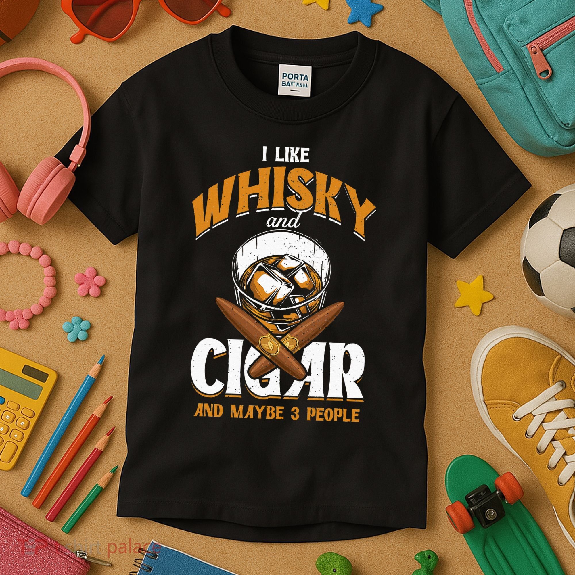 I Like Whisky And Cigars Cigars Smoker Alcohol Drinker Kids T-Shirt