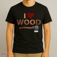 I Love Wood Lumberjack Heart Halloween Party Gift T-Shirt thumb 3
