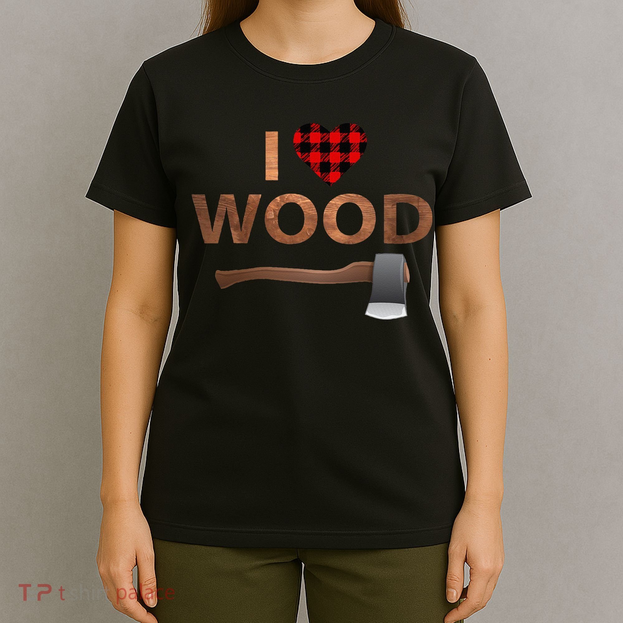 I Love Wood Lumberjack Heart Halloween Party Gift T-Shirt