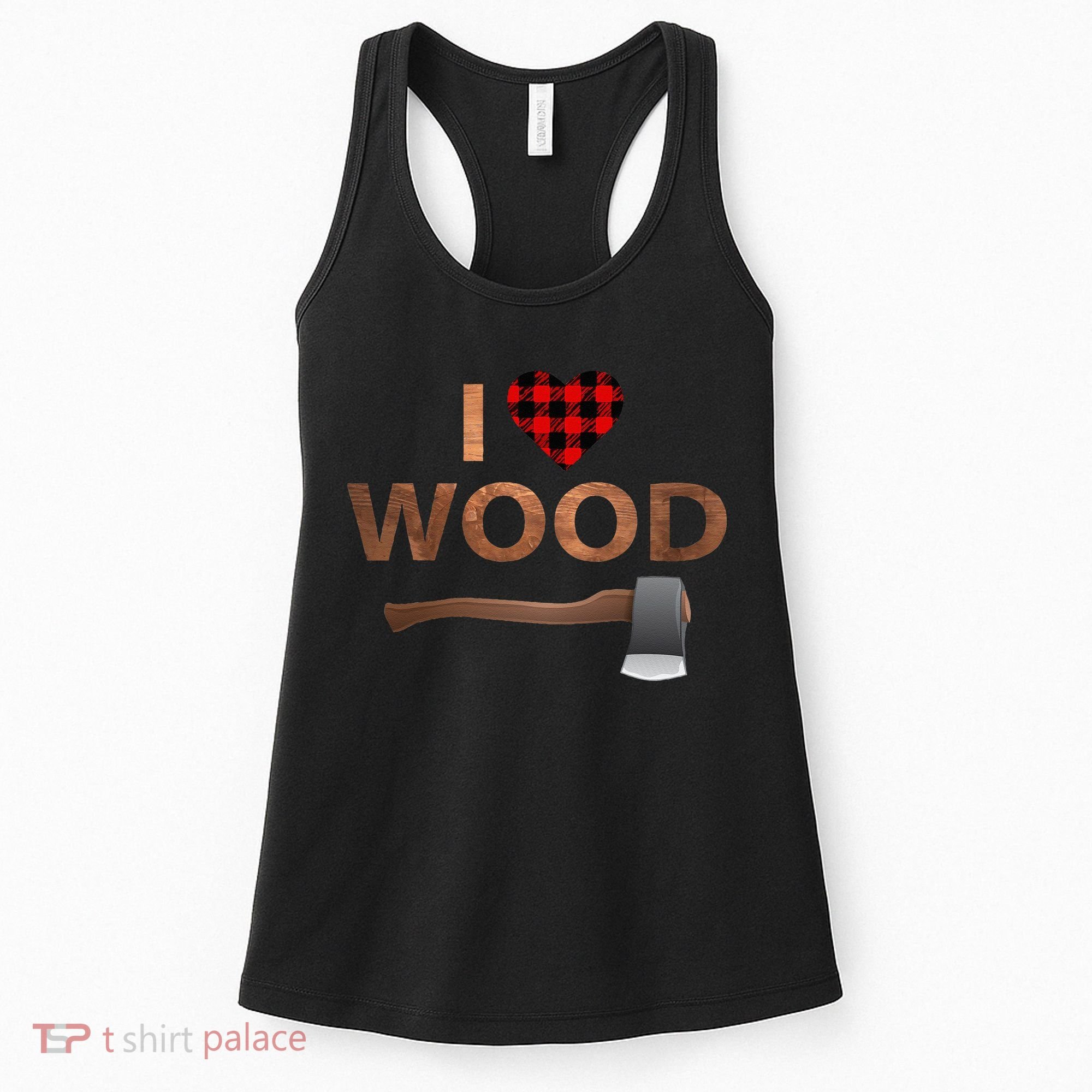 I Love Wood Lumberjack Heart Halloween Party Gift Women's Tank Top