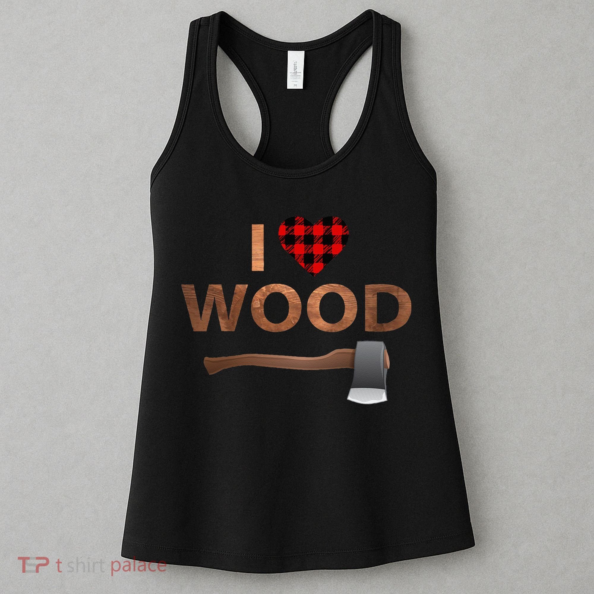 I Love Wood Lumberjack Heart Halloween Party Gift Women's Tank Top