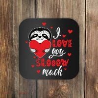 I Love You So Much Cute Sloth Valentines Day Gift Coaster thumb 0