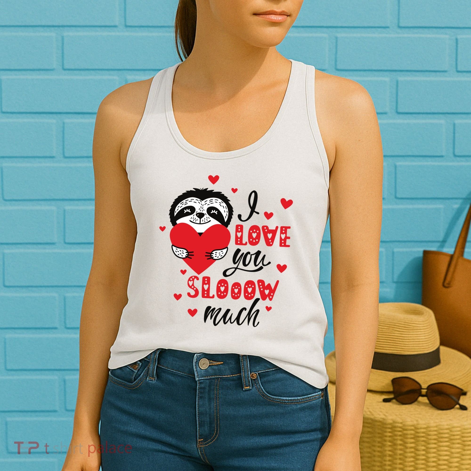 I Love You So Much Cute Sloth Valentines Day Gift Women's Tank Top