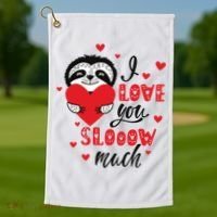 I Love You So Much Cute Sloth Valentines Day Gift Golf Towel thumb 1