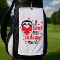 I Love You So Much Cute Sloth Valentines Day Gift Golf Towel thumb 2