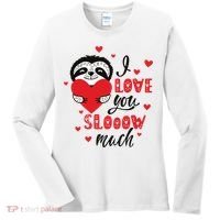 I Love You So Much Cute Sloth Valentines Day Gift Women's Long Sleeve Shirt thumb 0