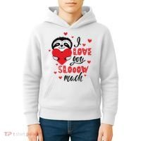 I Love You So Much Cute Sloth Valentines Day Gift Kids Hoodie thumb 4