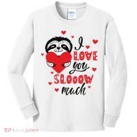 I Love You So Much Cute Sloth Valentines Day Gift Kids Long Sleeve Shirt thumb 0