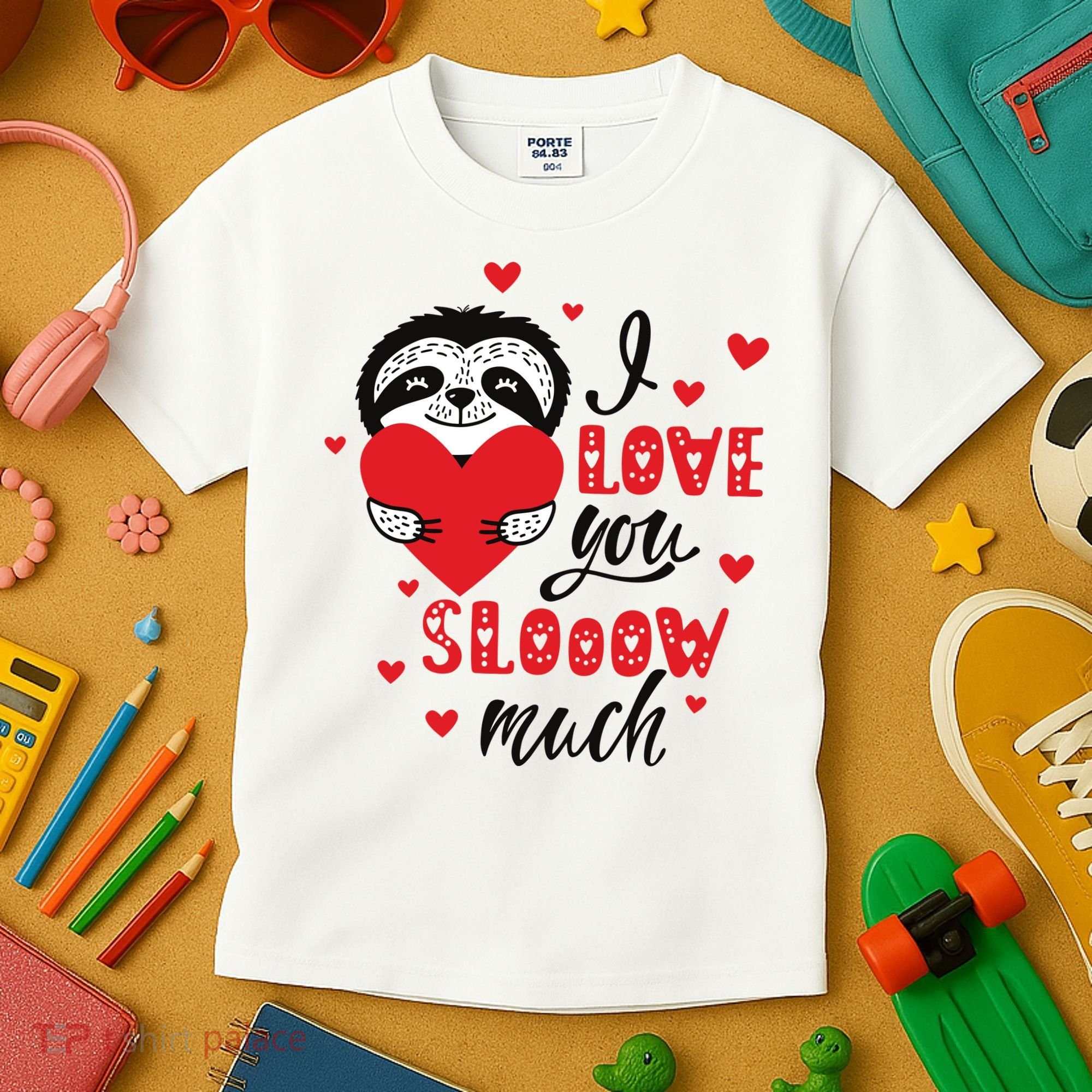 I Love You So Much Cute Sloth Valentines Day Gift Kids T-Shirt