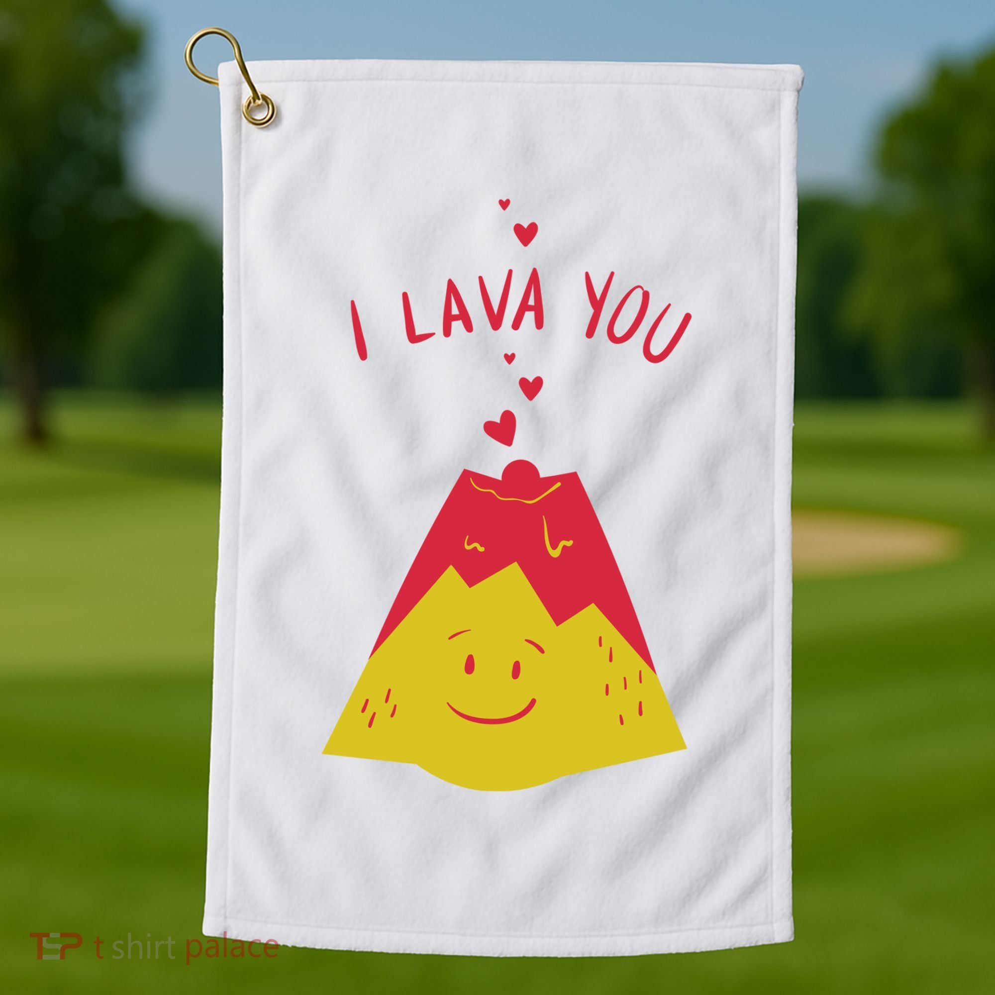 I Lava You Cute Funny Romantic Gift Golf Towel