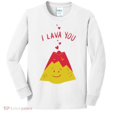 I Lava You Cute Funny Romantic Gift Kids Long Sleeve Shirt