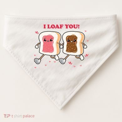 I Loaf You Valentines Day Funny Gift USA-Made Doggie Bandana