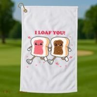 I Loaf You Valentines Day Funny Gift Golf Towel thumb 1